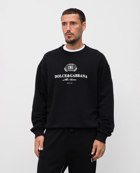 Dolce&Gabbana Чорний світшот з принтом логотипа G9AHSZG7PBF