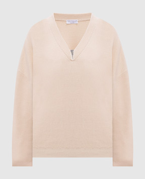 Brunello Cucinelli Бежевый пуловер с цепочкой мониль M19255002