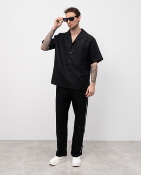 Dolce&Gabbana Чорні штани з льону та шовку GVRMATFU4MC