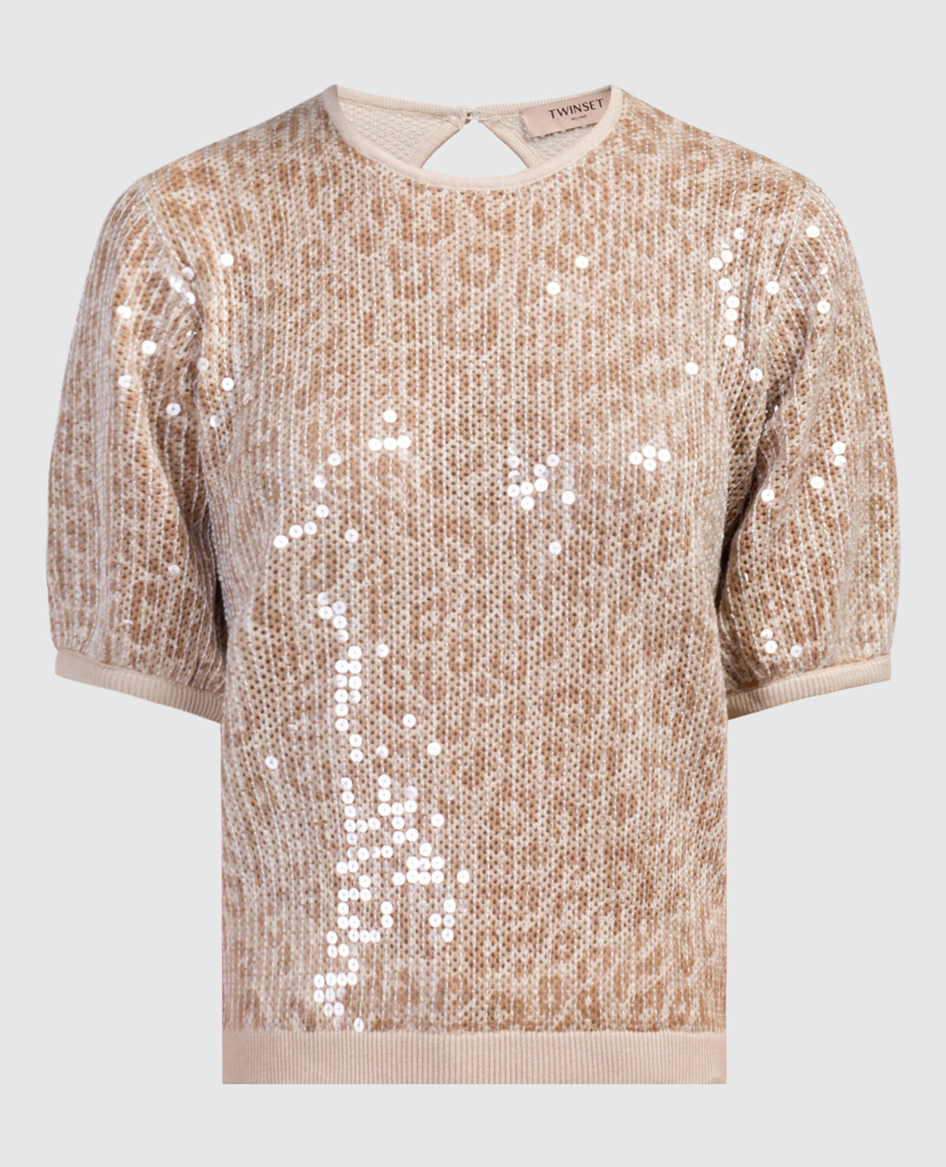 Brown animal print t-shirt with sequins