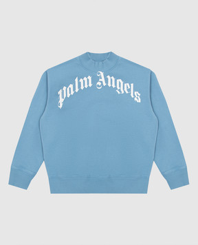 Palm Angels Детский голубой свитшот с принтом логотипа PBBA012C99FLE00312+