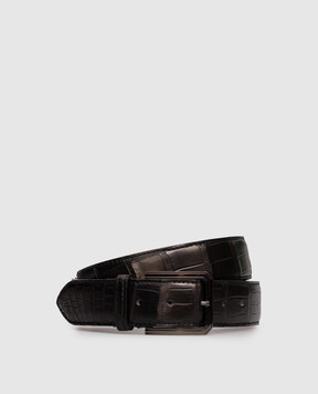 Cashmere&Whiskey Чорний ремінь зі шкіри крокодила BELTMATTLEATHER