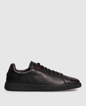 Kiton Чорні шкіряні кросівки з логотипом USSA382N01143