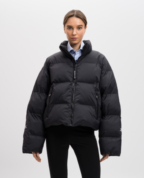 Balenciaga Черная укороченная куртка Ski Cropped Puffer с логотипом 809489TNO12