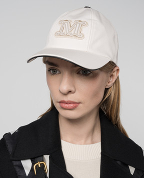 Max Mara Біла кепка Libero з нашивкою монограми логотипа LIBERO