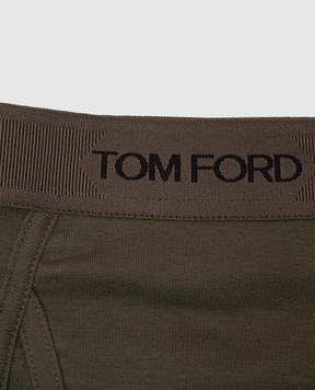 Tom Ford Трусы-брифы цвета хаки с логотипом T4LC12040