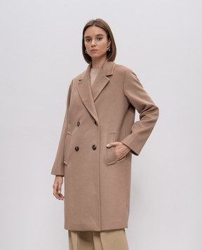 Max Mara Weekend Коричневое двубортное пальто ZUM из шерсти ZUM