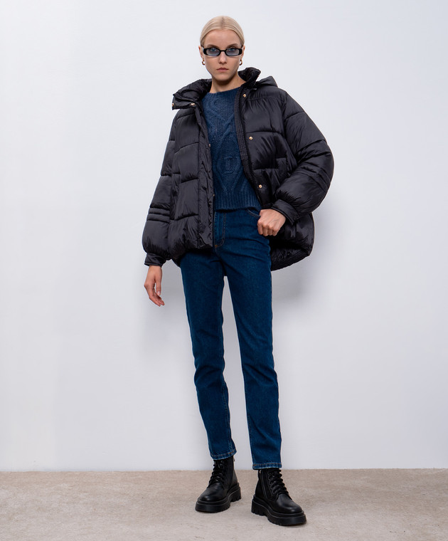Twinset Черная стеганная куртка с логотипом 242TP2300 изображение 2