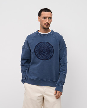 Balmain Синий свитшот с вышивкой Coin EH1JS007BC89