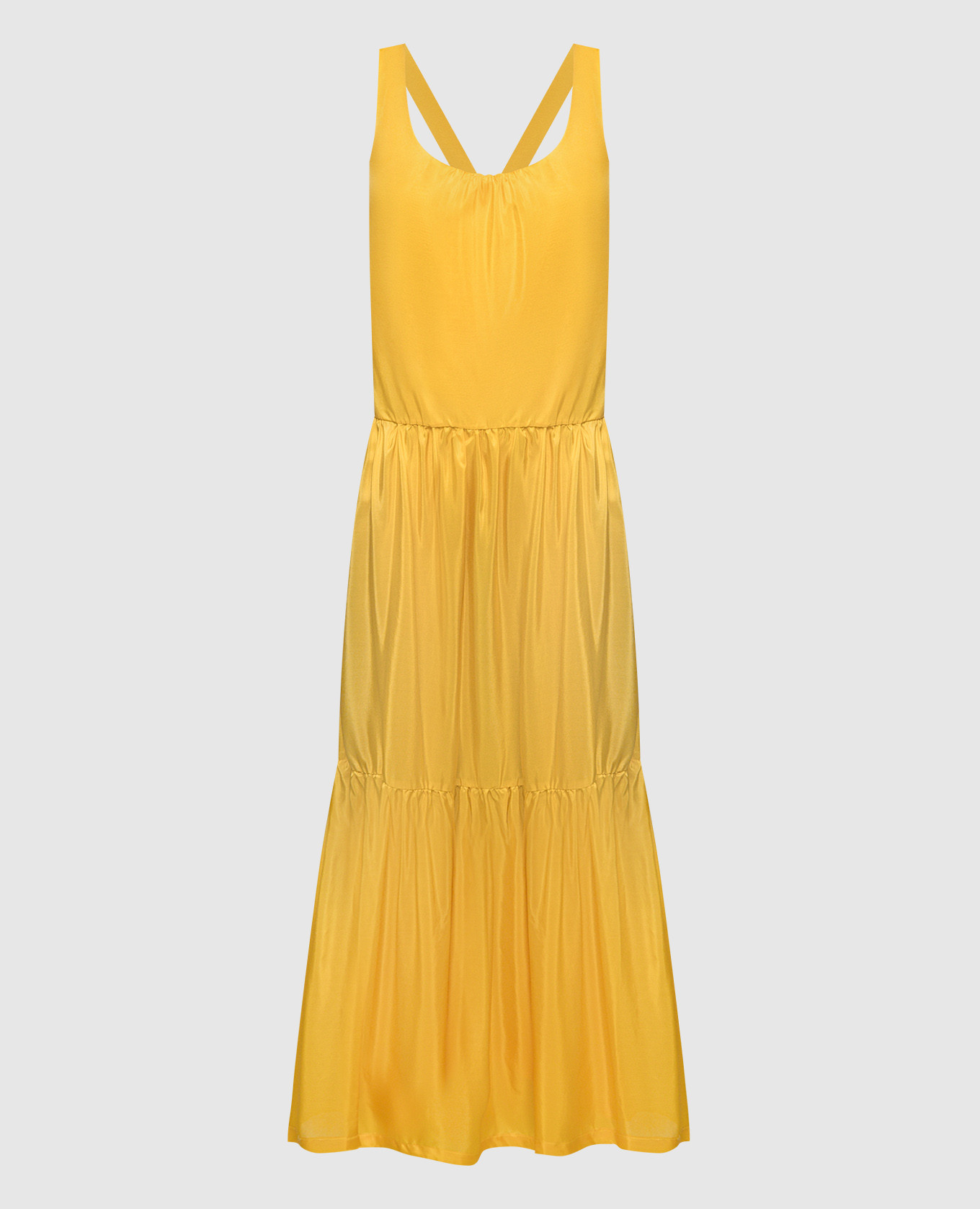 Желтое платье из шелка