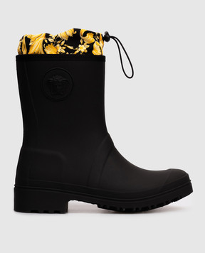 Versace Дитячі чорні гумові черевики з емблемою Medusa 10217201A14773
