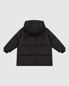 Balmain Дитяча чорна куртка в брендовий візерунок BX2P50B00921214