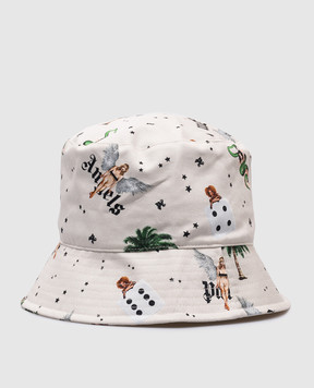 Palm Angels Бежева панама в принт Pin up PMLA039S25FAB004