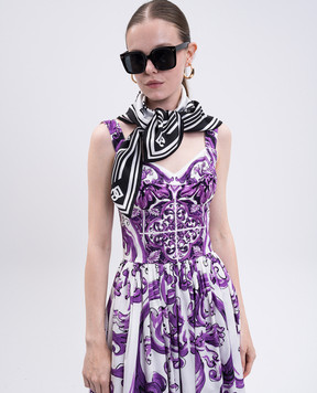 Dolce&Gabbana Белый платок из шелка в контрастный принт логотипа FN092RGDDAS