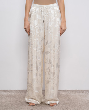 Ermanno Scervino Бежевый палаццо с шелком в узор. D462P706FDYSH