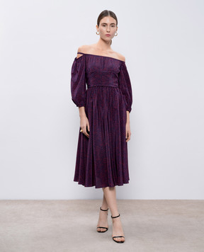 Christian Dior Синя сукня міді із шовку в принт 141R14A6756