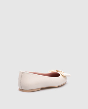Pretty Ballerinas Дитячі шкіряні лаковані бежеві балетки Hermione з кристалами 51268