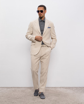 Brunello Cucinelli Бежевый костюм из льна MW431LDWHP