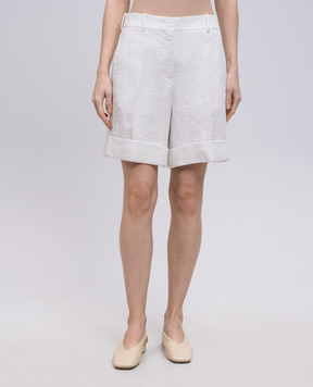 Jil Sander Белые шорты из льна с отворотами J02KA0333J60083