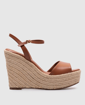 Santoni Коричневі шкіряні босоніжки WHZY71645ZNATYLC