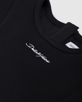 Dolce&Gabbana Дитяча чорна сукня з вишивкою логотипа L5JD9JG7N3R