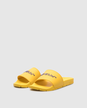 Off-White Желтые слайдеры с логотипом OMIU002S25MAT001
