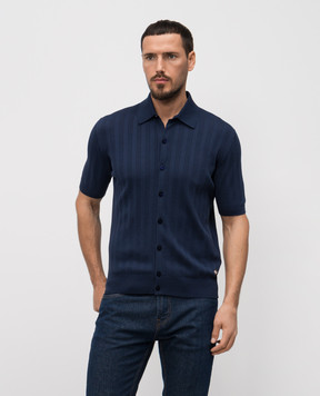 Stefano Ricci Синий кардиган с шерстью окуньи с коротким рукавом K313048PA8F25148