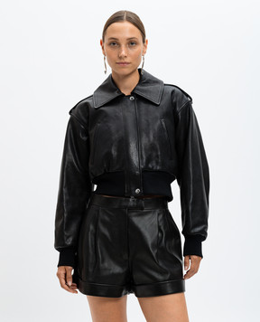 Alexander McQueen Черная кожаная укороченная куртка 799505Q5AIZ