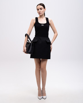 Alexander McQueen Чорний топ в рубчик з логотипом 830486QLAER