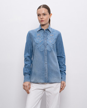 Ermanno Scervino Голубая джинсовая рубашка с льном D462K317TZD