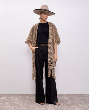 Brunello Cucinelli Черная футболка с цепочкой мониль M0T81HA800