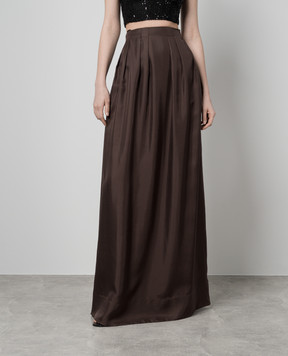 Asceno Коричнева спідниця максі Heather із шовку D051F03C397