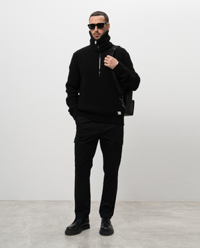 Dolce&Gabbana Черный свитер из шерсти с пластиной логотипа GXW42TJCVWK