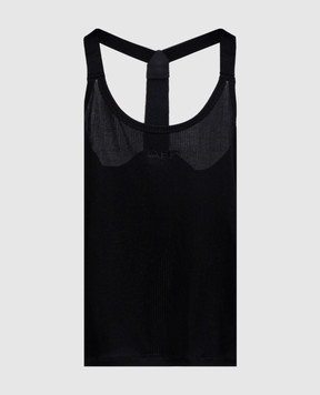 Off-White Чорний топ в рубчик з логотипом OWAD25SS25JER001