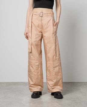 Jil Sander Бежеві штани-карго з шовком J40KA0202J70003