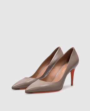 Santoni Бежевые кожаные туфли  WDID70945HI2NSZA