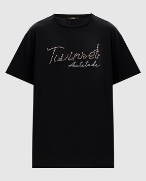 Twinset Чорна футболка з логотипом 251AP2162