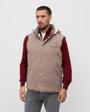 Brunello Cucinelli Бежевый пуховый жилет из шерсти MM4701775