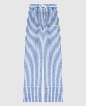 Off-White Блакитні штани з льону в смужку 2CA195T25FAB001
