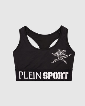 Plein Sport Чорний топ з контрастним принтом WUZ0008