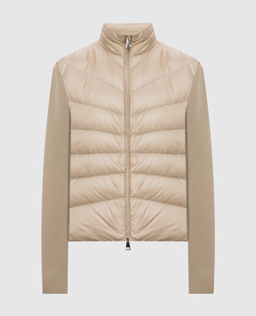 Moncler Бежевая пуховая куртка с шерстью K20939B00024M1131
