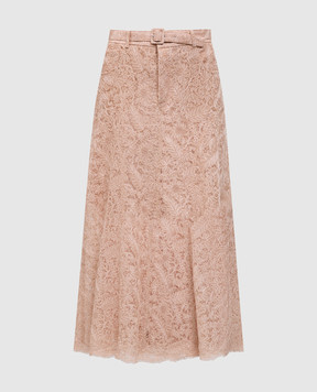 Ermanno Scervino Бежева спідниця міді з сітки у вишивку D462O337OEX