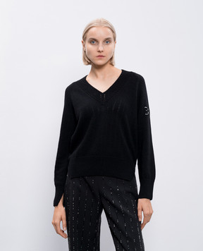 Ermanno Scervino Черный пуловер с шерстью мериноса и кашемиром с логотипом D454M511CTLGNQL