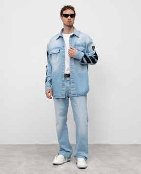 Off-White Голубая джинсовая рубашка Diagonal Fresco OMYD05HS25DEN001