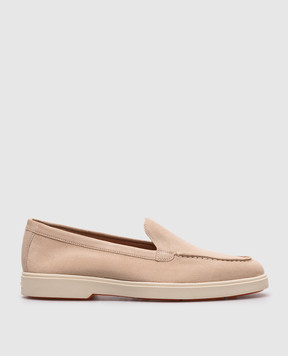 Santoni Бежевые замшевые лоферы WUYA58856TISNPYL