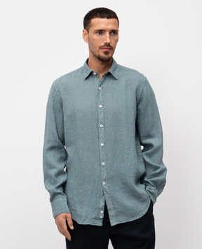 Canali Голубая рубашка из льна GM02128CSL7077
