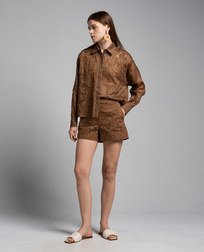 Max Mara Коричневі шорти EDMOND з ажурною вишивкою EDMOND