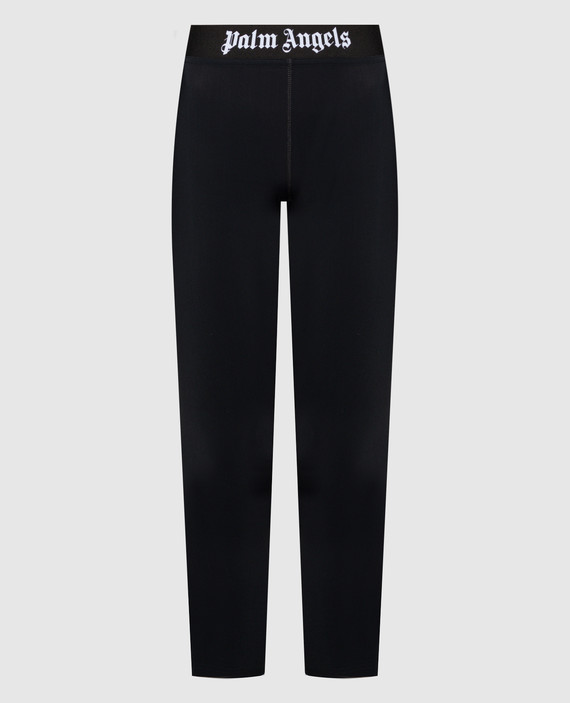 Black leggings with a contrasting logo pattern