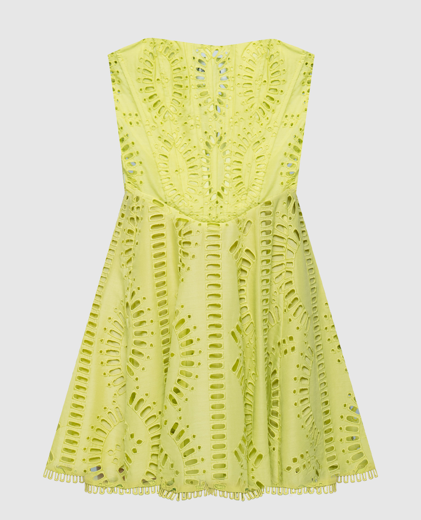 Zamick mini yellow bustier dress with broderie embroidery