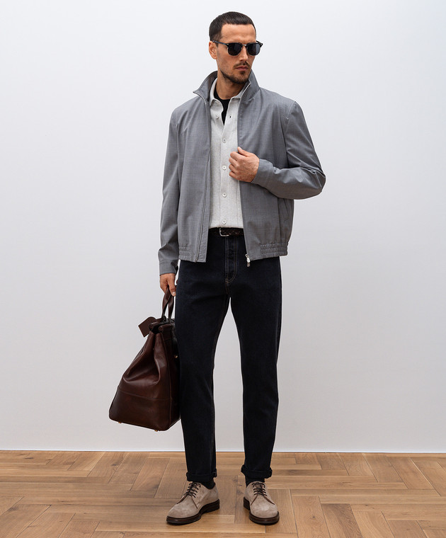 Brunello Cucinelli Сірий кардиган з коротким рукавом з нашивкою емблеми логотипа M28707915T зображення 2